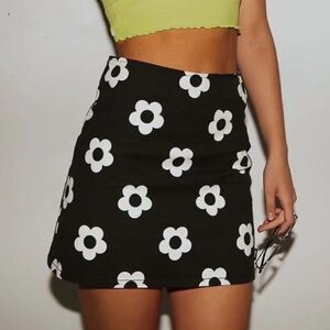 Afends Black and White Floral Mini Skirt